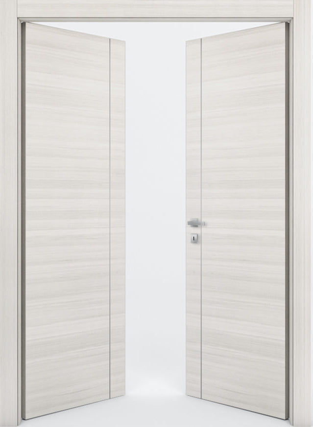 Nova 1V Braga Crema Matrix CPL  Modern Double Pre-Hung Door - Doors and Beyond