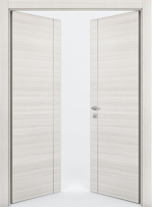 Nova 1V Braga Crema Matrix CPL  Modern Double Pre-Hung Door - Doors and Beyond