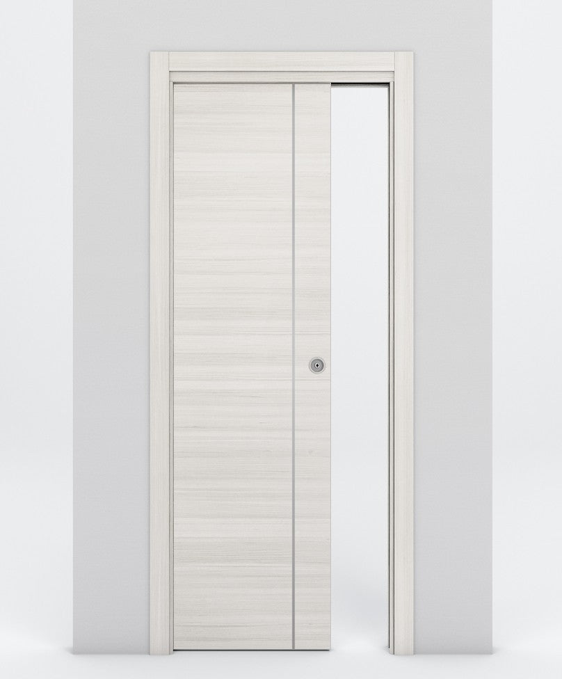 Nova 1V Braga Crema Matrix Laminated Modern Pocket Door - Doors and Beyond