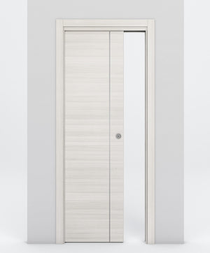 Nova 1V Braga Crema Matrix Laminated Modern Pocket Door - Doors and Beyond