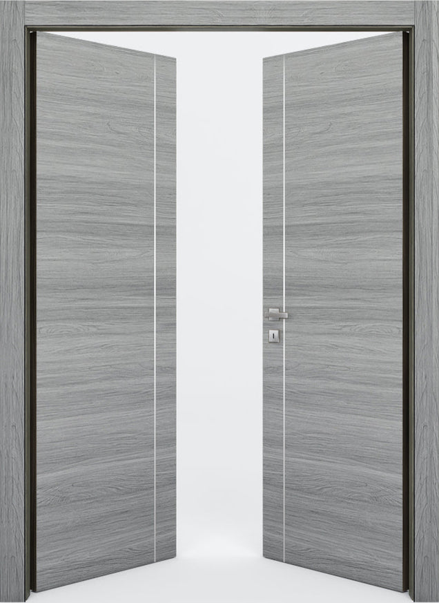 Nova 1V Braga Olmo Matrix CPL  Modern Double Pre-Hung Door - Doors and Beyond