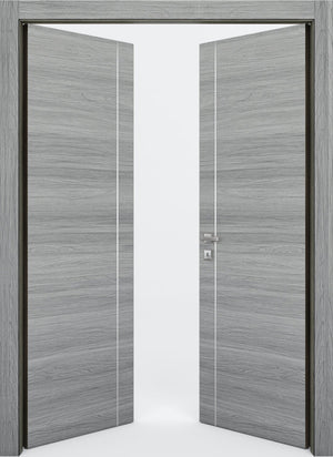 Nova 1V Braga Olmo Matrix CPL  Modern Double Pre-Hung Door - Doors and Beyond