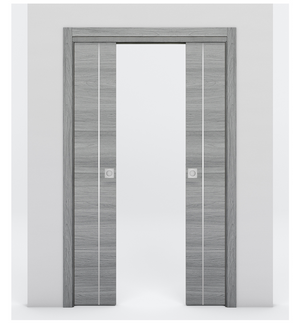 Nova 1V Braga Olmo Matrix Laminated Modern Double Pocket Door - Doors and Beyond