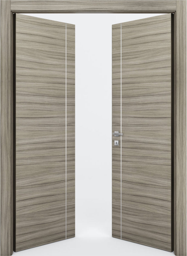Nova 1V Braga Palissandro  Matrix CPL  Modern Double Pre-Hung Door - Doors and Beyond