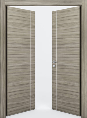 Nova 1V Braga Palissandro  Matrix CPL  Modern Double Pre-Hung Door - Doors and Beyond
