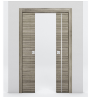 Nova 1V Braga Palissandro Matrix Laminated Modern Double Pocket Door - Doors and Beyond