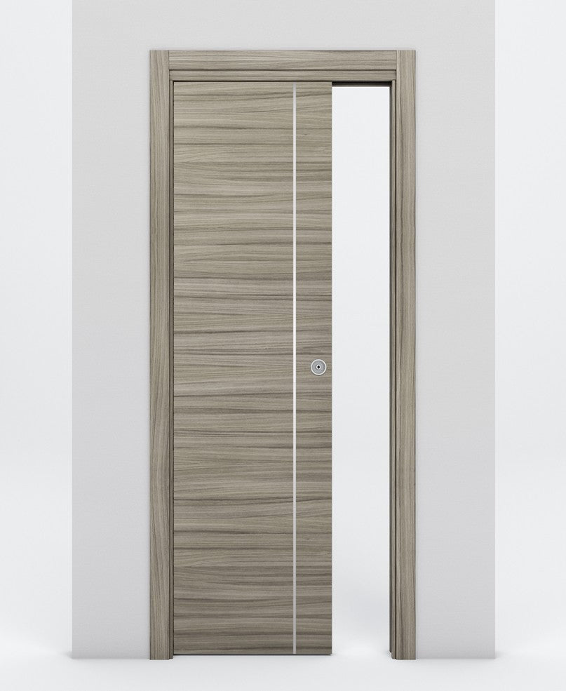Nova 1V Braga Palissandro Matrix Laminated Modern Pocket Door - Doors and Beyond