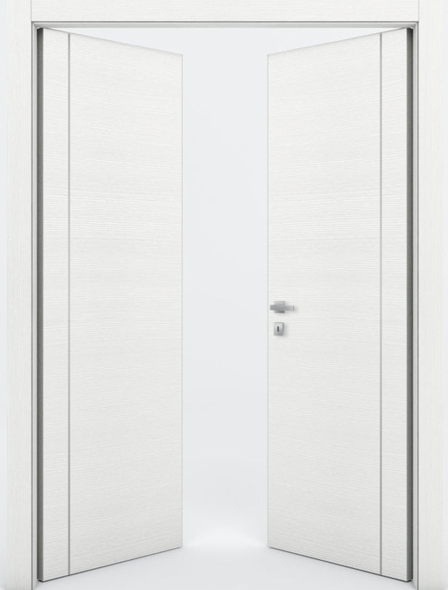 Nova 1VR Braga Bianco Matrix CPL Modern Double Pre-Hung Door - Doors and Beyond