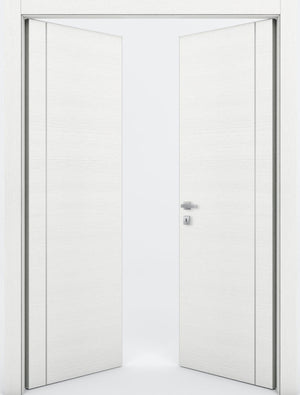 Nova 1VR Braga Bianco Matrix CPL Modern Double Pre-Hung Door - Doors and Beyond