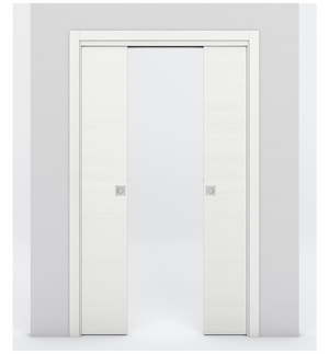 Nova 1VR Braga Bianco Matrix Laminated Modern Double Pocket Door - Doors and Beyond