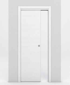 Nova 1VR Braga Bianco Matrix Laminated Modern Pocket Door - Doors and Beyond
