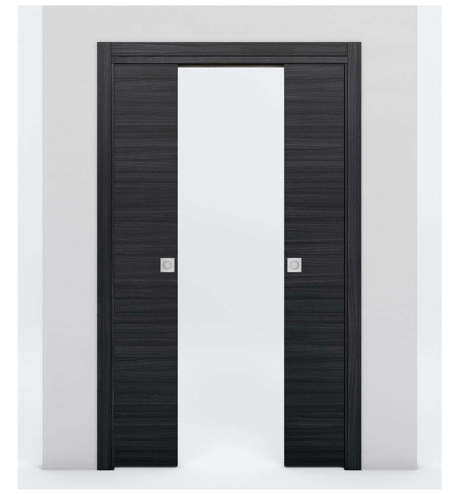 Nova 1VR Braga Blu Matrix Laminated Modern Double Pocket Door - Doors and Beyond