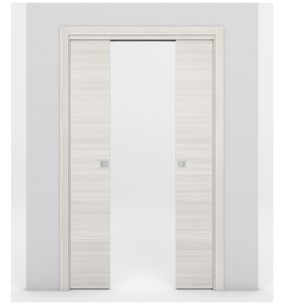 Nova 1VR Braga Crema Matrix Laminated Modern Double Pocket Door - Doors and Beyond