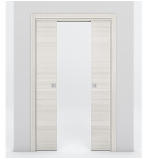 Nova 1VR Braga Crema Matrix Laminated Modern Double Pocket Door - Doors and Beyond