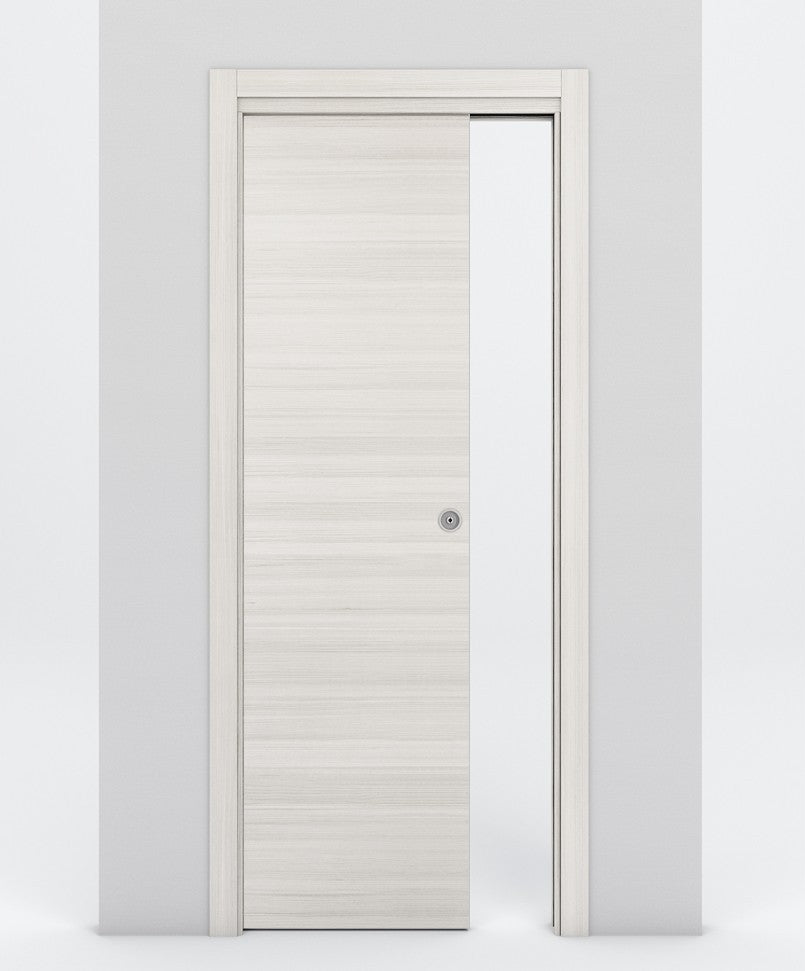 Nova 1VR Braga Crema Matrix Laminated Modern Pocket Door - Doors and Beyond
