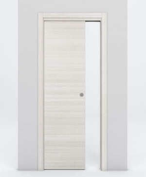 Nova 1VR Braga Crema Matrix Laminated Modern Pocket Door - Doors and Beyond