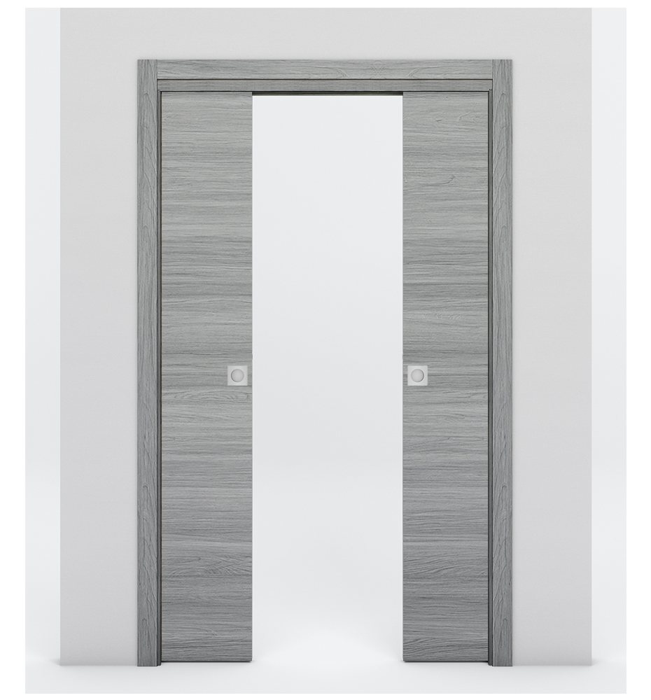 Nova 1VR Braga Olmo Matrix Laminated Modern Double Pocket Door - Doors and Beyond