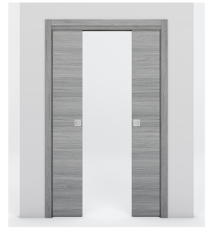 Nova 1VR Braga Olmo Matrix Laminated Modern Double Pocket Door - Doors and Beyond