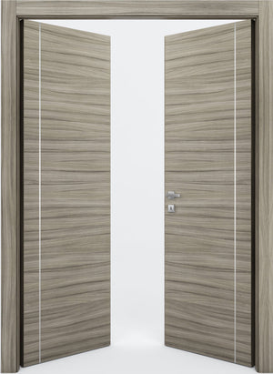 Nova 1VR Braga Palissandro  Matrix CPL  Modern Double Pre-Hung Door - Doors and Beyond