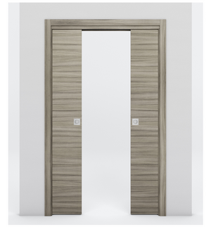 Nova 1VR Braga Palissandro Matrix Laminated Modern Double Pocket Door - Doors and Beyond