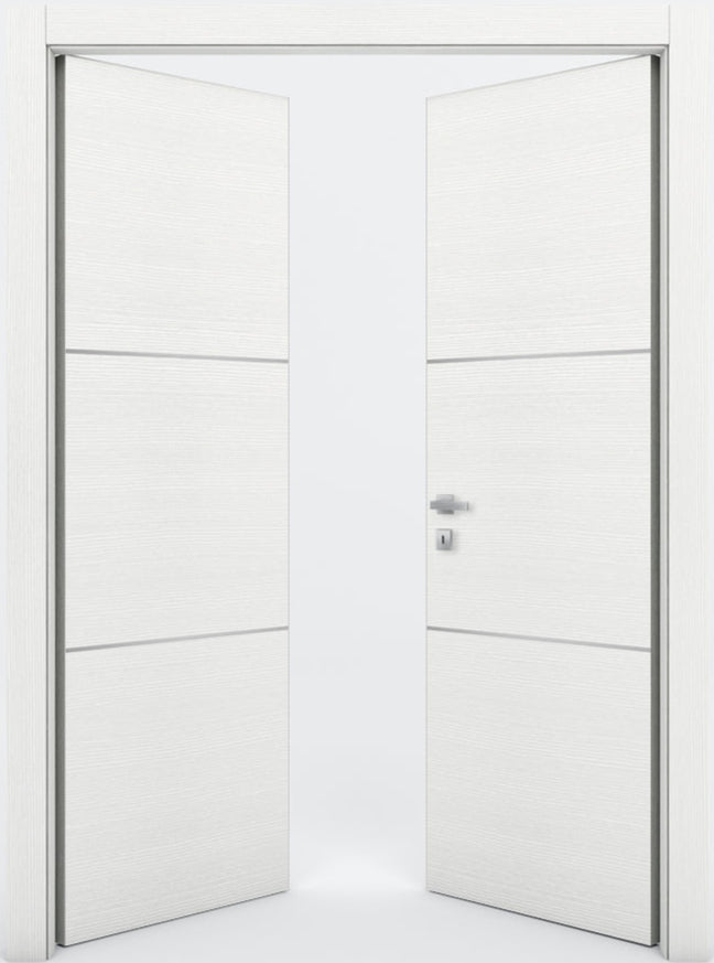 Nova 2H Braga Bianco Matrix CPL Modern Double Pre-Hung Door - Doors and Beyond