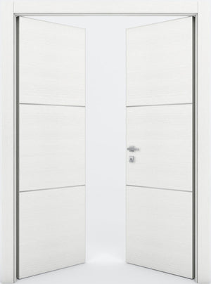 Nova 2H Braga Bianco Matrix CPL Modern Double Pre-Hung Door - Doors and Beyond