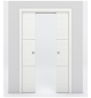Nova 2H Braga Bianco Matrix Laminated Modern Double Pocket Door - Doors and Beyond