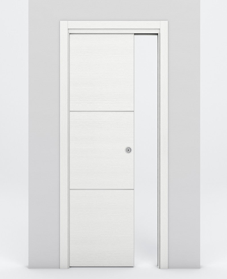Nova 2H Braga Bianco Matrix Laminated Modern Pocket Door - Doors and Beyond