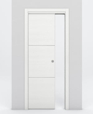 Nova 2H Braga Bianco Matrix Laminated Modern Pocket Door - Doors and Beyond