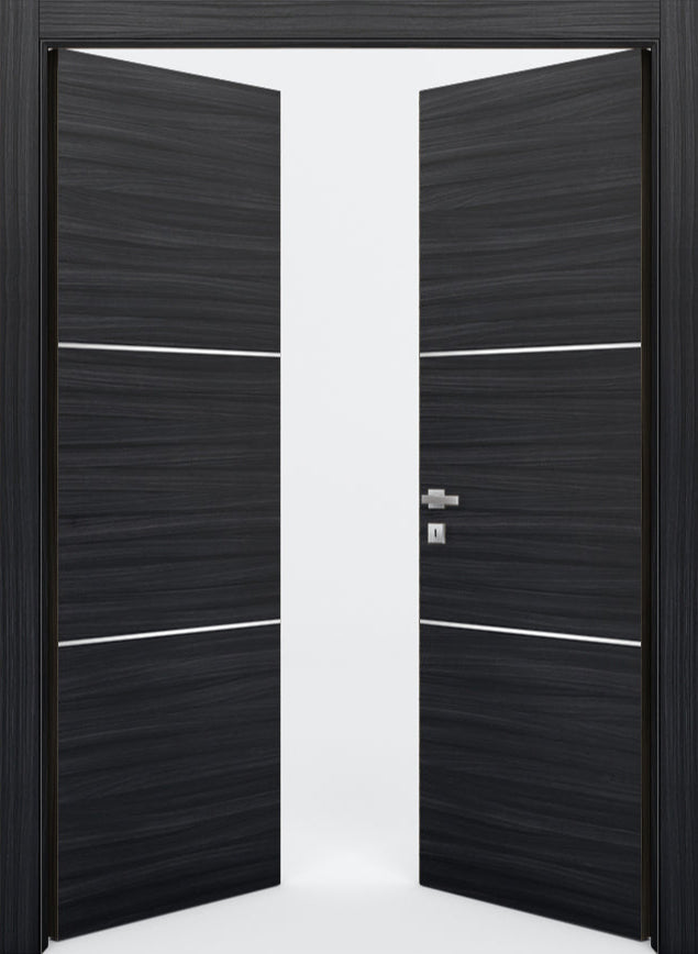Nova 2H Braga Blu  Matrix CPL  Modern Double Pre-Hung Door - Doors and Beyond
