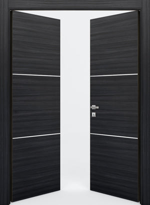 Nova 2H Braga Blu  Matrix CPL  Modern Double Pre-Hung Door - Doors and Beyond