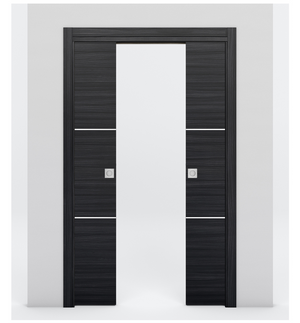 Nova 2H Braga Blu Matrix Laminated Modern Double Pocket Door - Doors and Beyond