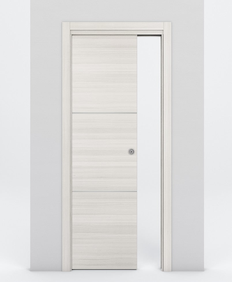 Nova 2H Braga Crema Matrix Laminated Modern Pocket Door - Doors and Beyond