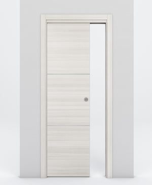 Nova 2H Braga Crema Matrix Laminated Modern Pocket Door - Doors and Beyond