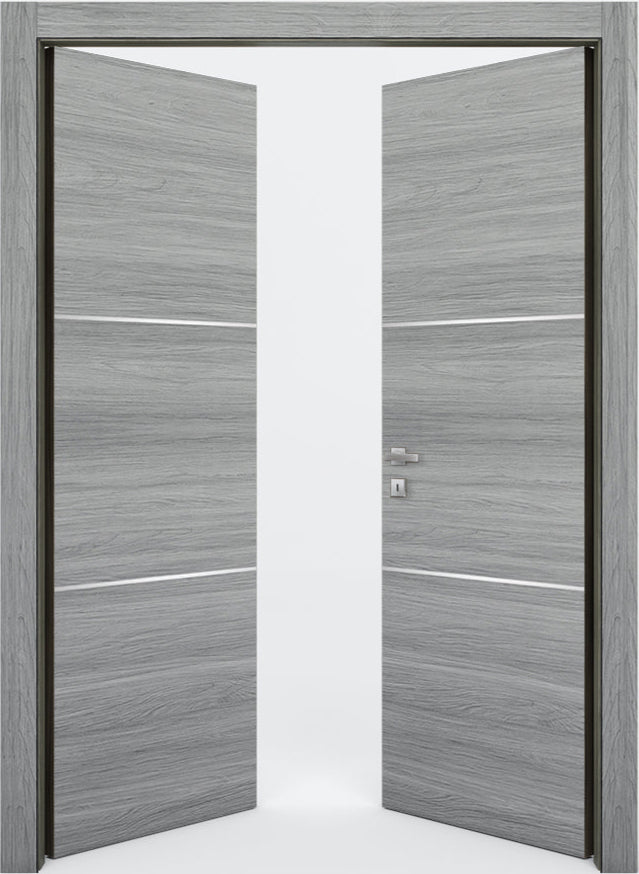 Nova 2H Braga Olmo Matrix CPL  Modern Double Pre-Hung Door - Doors and Beyond