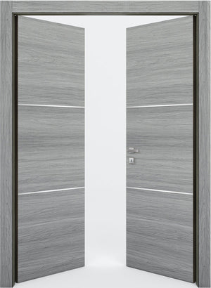 Nova 2H Braga Olmo Matrix CPL  Modern Double Pre-Hung Door - Doors and Beyond