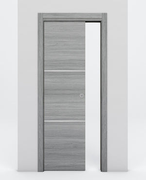 Nova 2H Braga Olmo Matrix Laminated Modern Pocket Door - Doors and Beyond