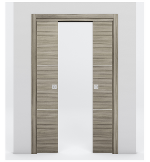 Nova 2H Braga Palissandro Matrix Laminated Modern Double Pocket Door - Doors and Beyond