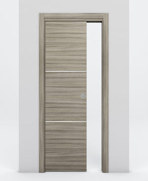 Nova 2H Braga Palissandro Matrix Laminated Modern Pocket Door - Doors and Beyond
