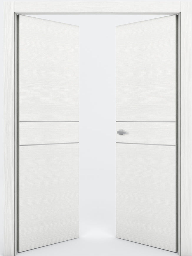 Nova 2HC Braga Bianco Matrix CPL Modern Double Pre-Hung Door - Doors and Beyond