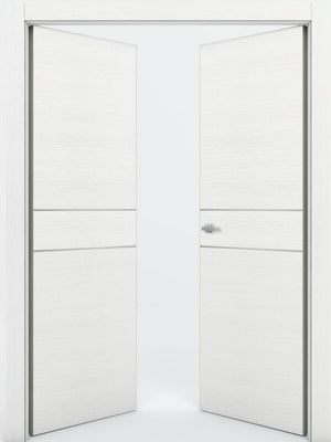 Nova 2HC Braga Bianco Matrix CPL Modern Double Pre-Hung Door - Doors and Beyond
