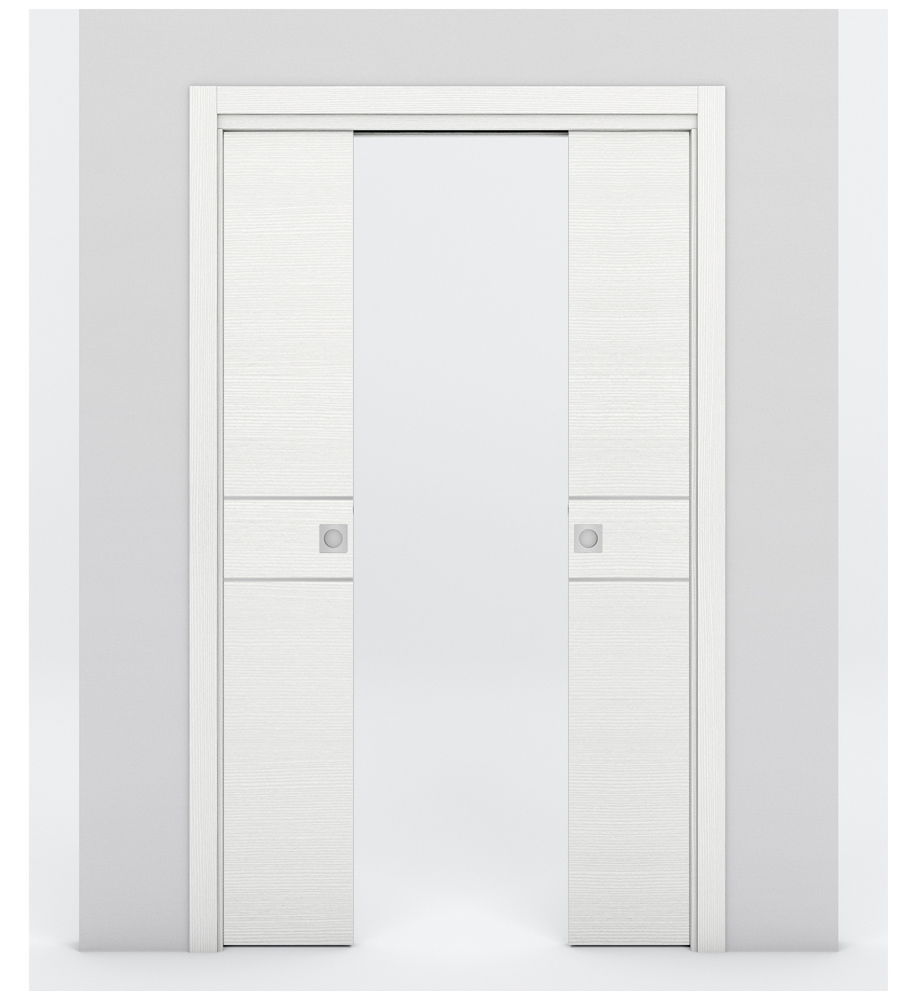 Nova 2HC Braga Bianco Matrix Laminated Modern Double Pocket Door - Doors and Beyond