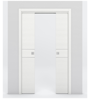 Nova 2HC Braga Bianco Matrix Laminated Modern Double Pocket Door - Doors and Beyond