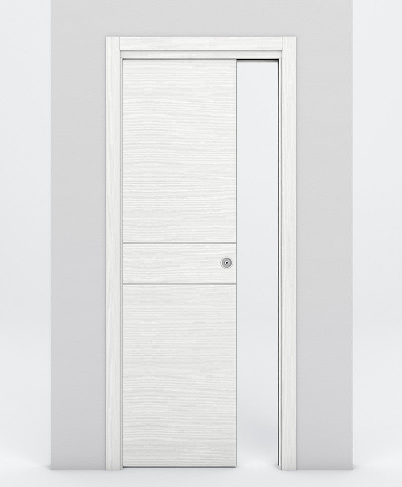 Nova 2HC Braga Bianco Matrix Laminated Modern Pocket Door - Doors and Beyond