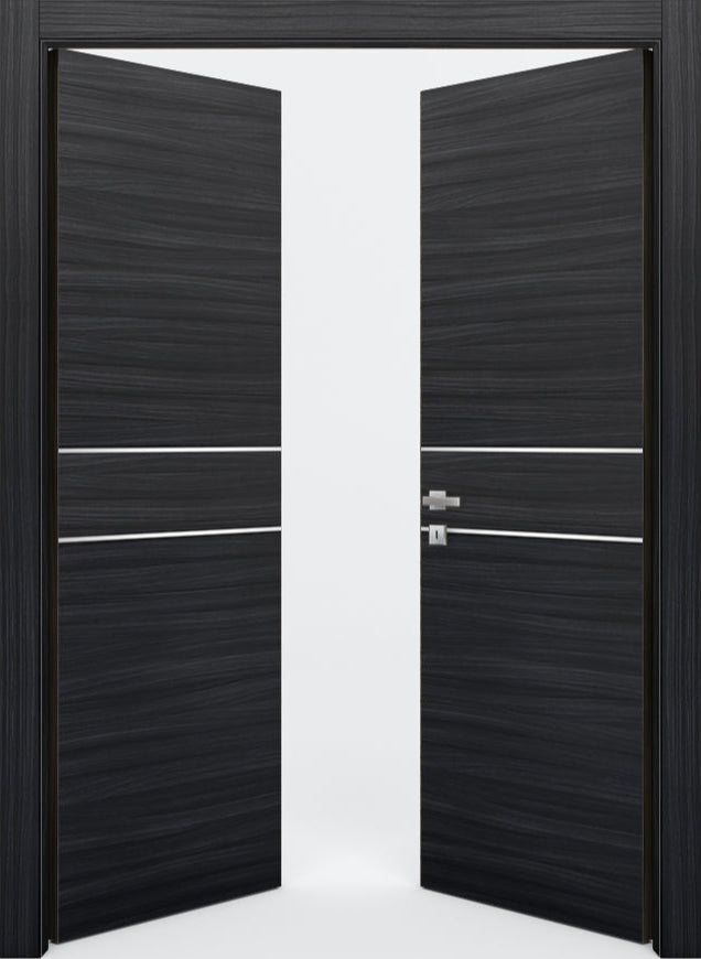 Nova 2HC Braga Blu  Matrix CPL  Modern Double Pre-Hung Door - Doors and Beyond