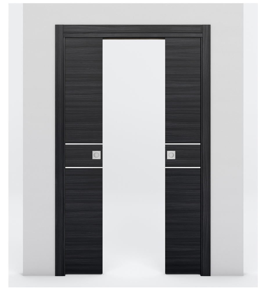 Nova 2HC Braga Blu Matrix Laminated Modern Double Pocket Door - Doors and Beyond