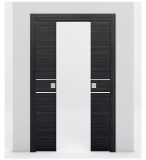 Nova 2HC Braga Blu Matrix Laminated Modern Double Pocket Door - Doors and Beyond