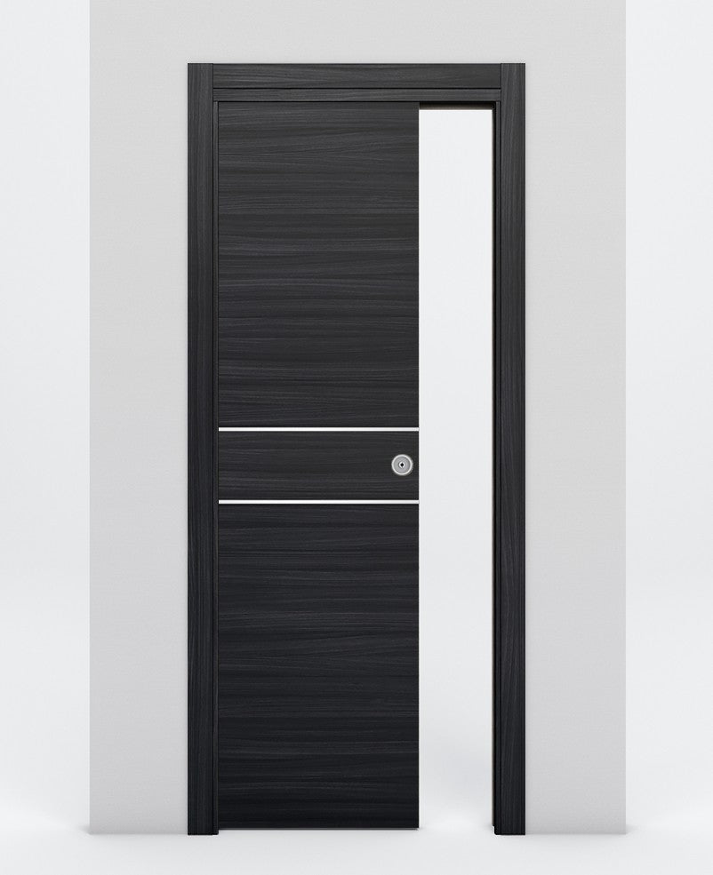 Nova 2HC Braga Blu Matrix Laminated Modern Pocket Door - Doors and Beyond