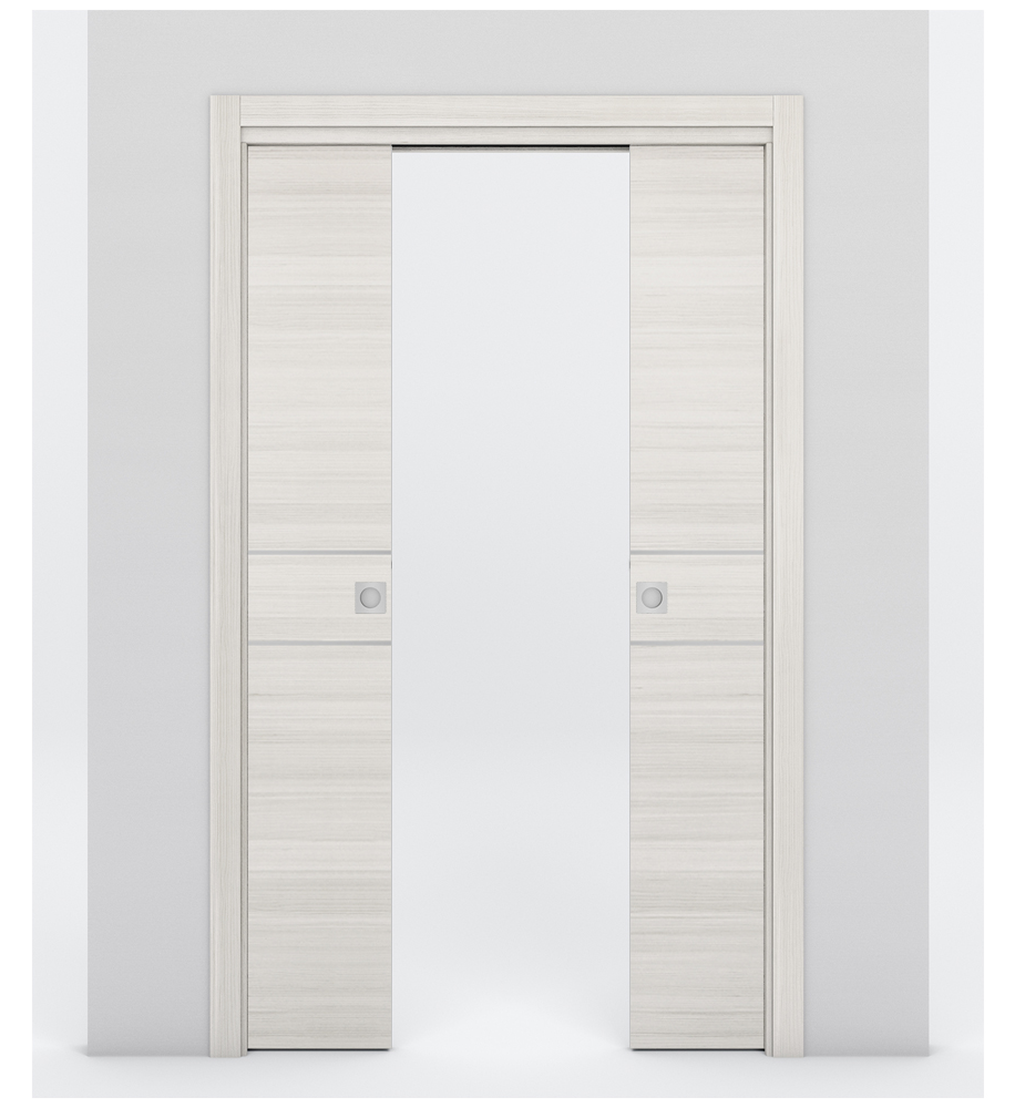 Nova 2HC Braga Crema Matrix Laminated Modern Double Pocket Door - Doors and Beyond