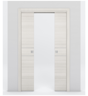 Nova 2HC Braga Crema Matrix Laminated Modern Double Pocket Door - Doors and Beyond